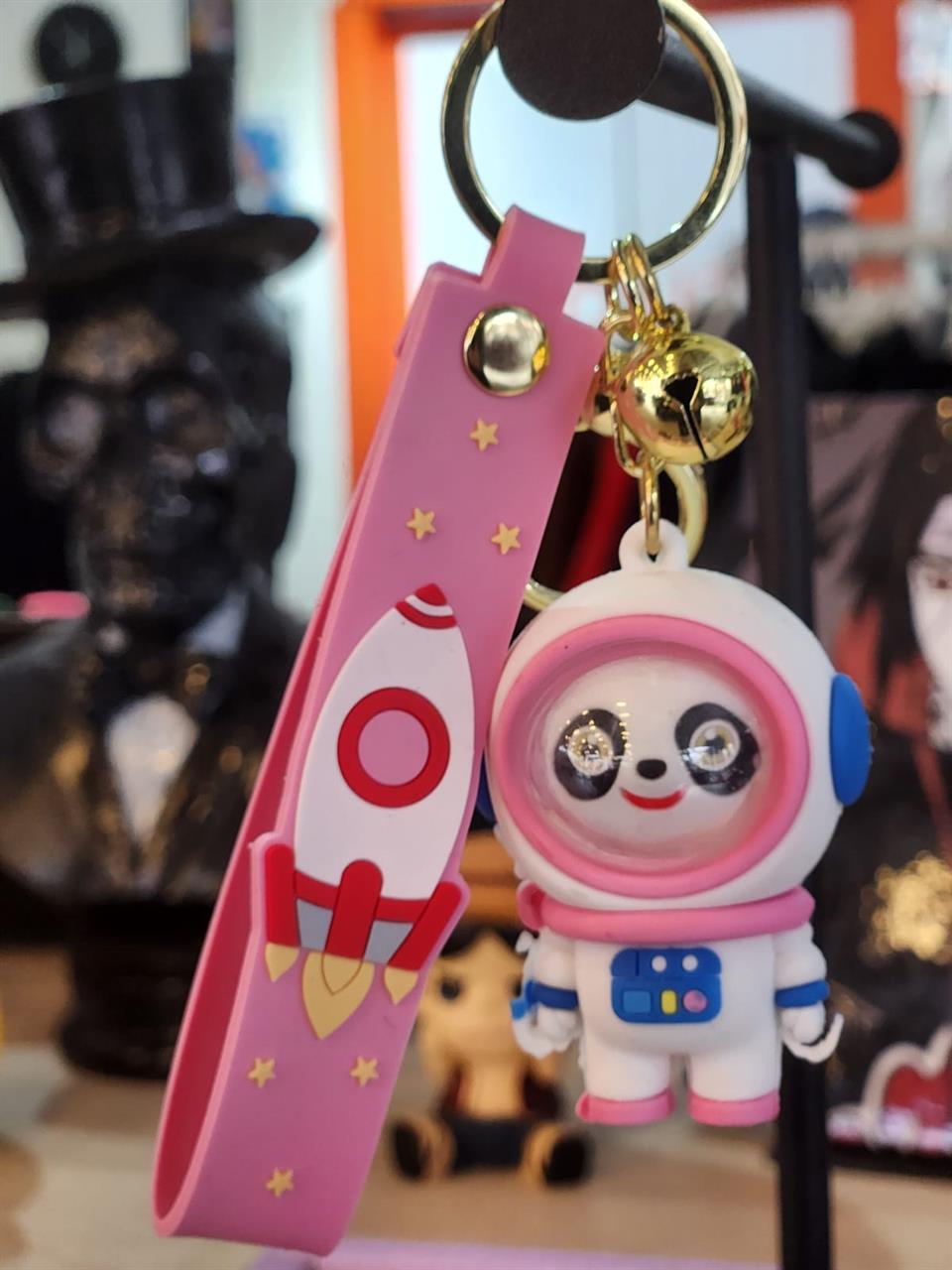 Astronot Panda Figürlü Silikon Anahtarlık