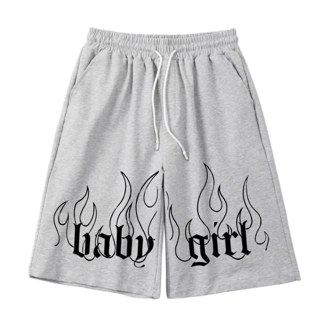 Baby Girl Baskılı Gri Unisex Penye Şort
