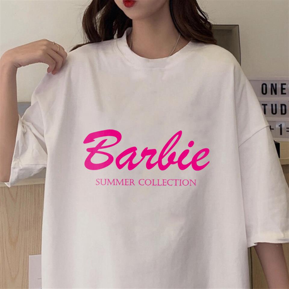 Barbie Baskılı Beyaz Unisex Oversize T-shirt