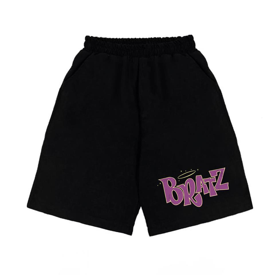 Bratz Baskılı Siyah Unisex Penye Şort