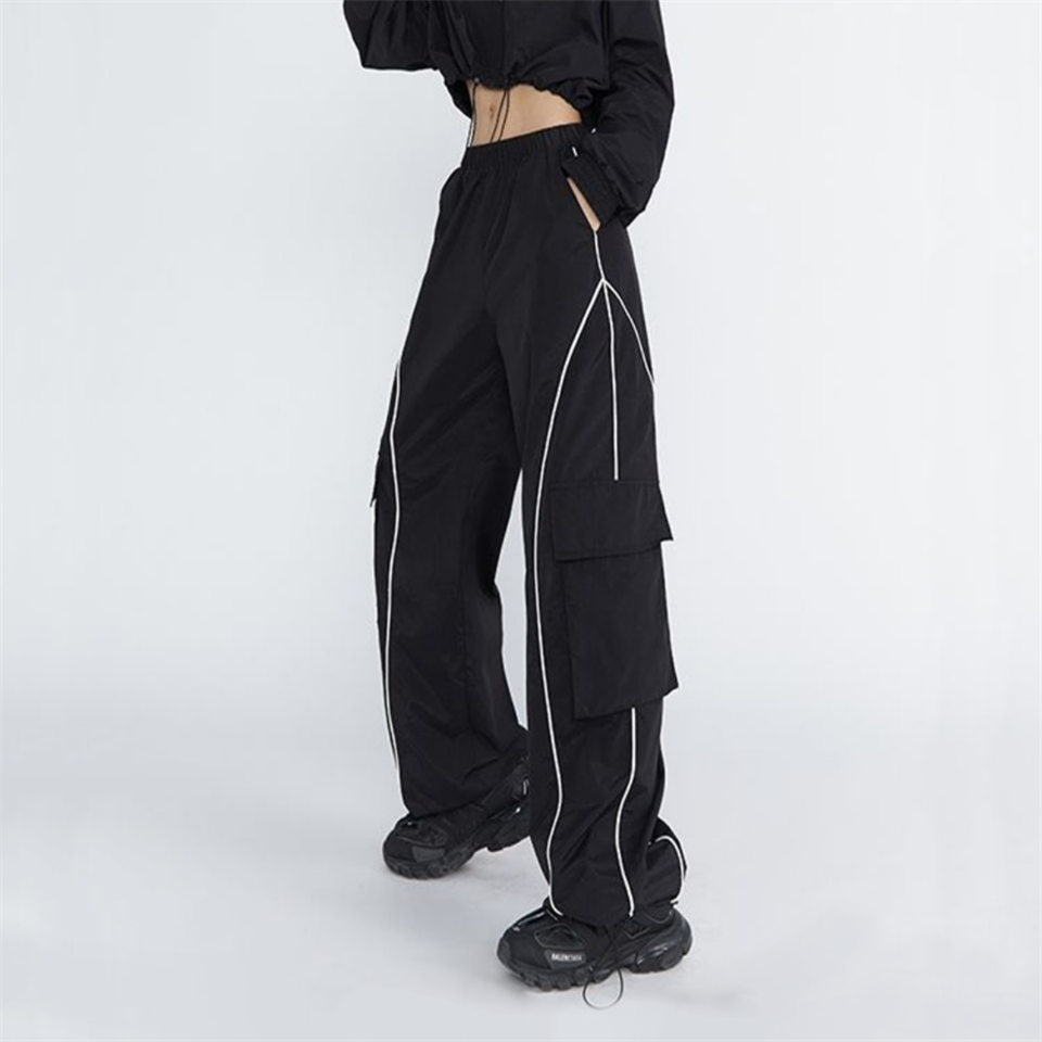 Cargo Pocket Lines Detail Wide Leg Tracksuit