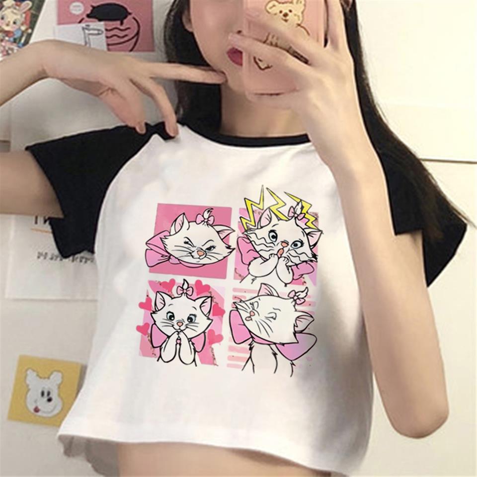 Cat Marie Collage Baskılı Reglan Kol Beyaz Crop