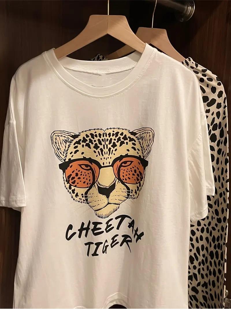 Çita Tiger Desenli Oversize Unisex T-shirt