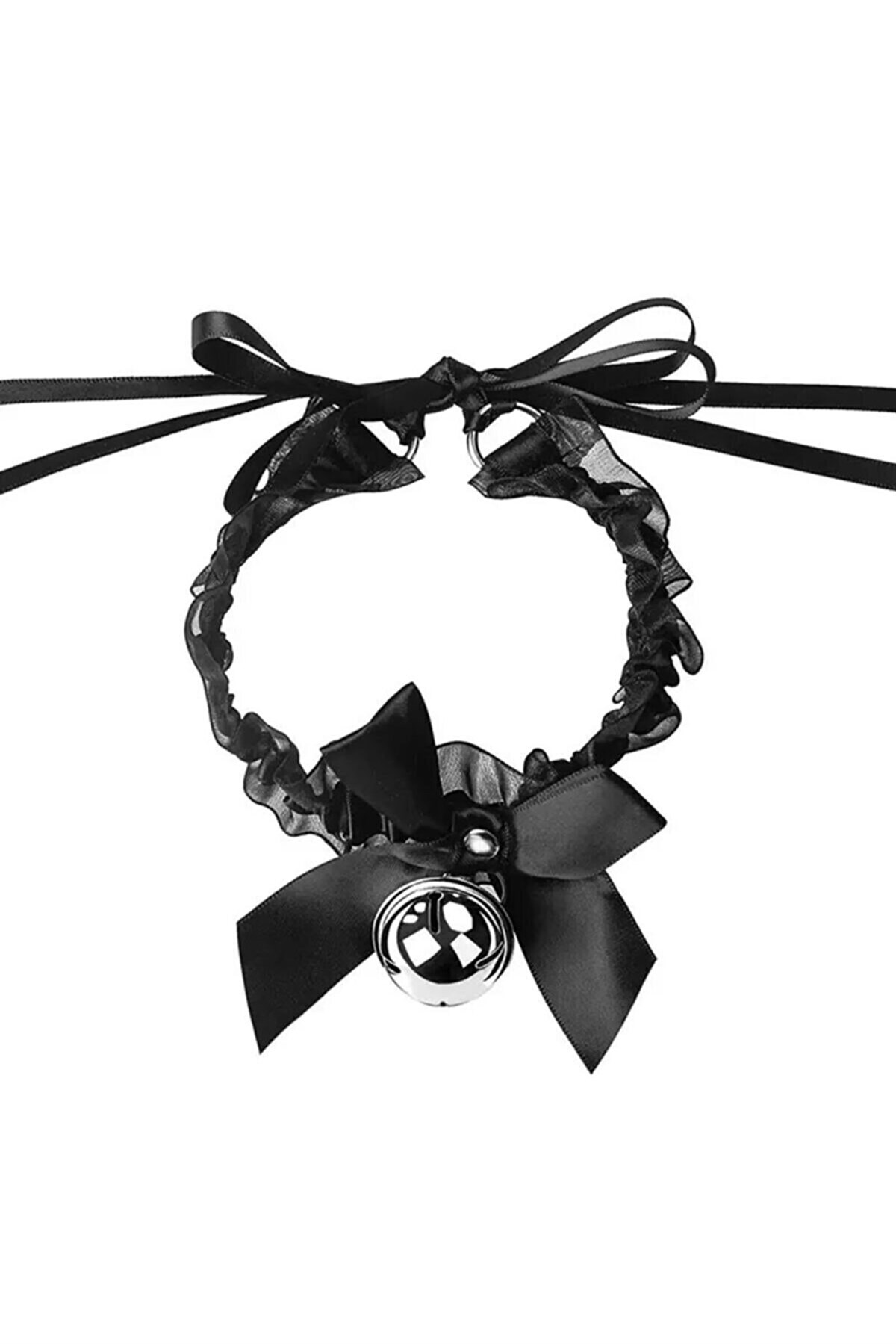 Cosplay Gothic Punk Çanlı Dantelli Unisex Choker Kolye