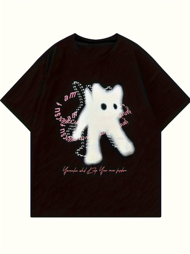 Cute Cat Baskılı Oversize T-shirt
