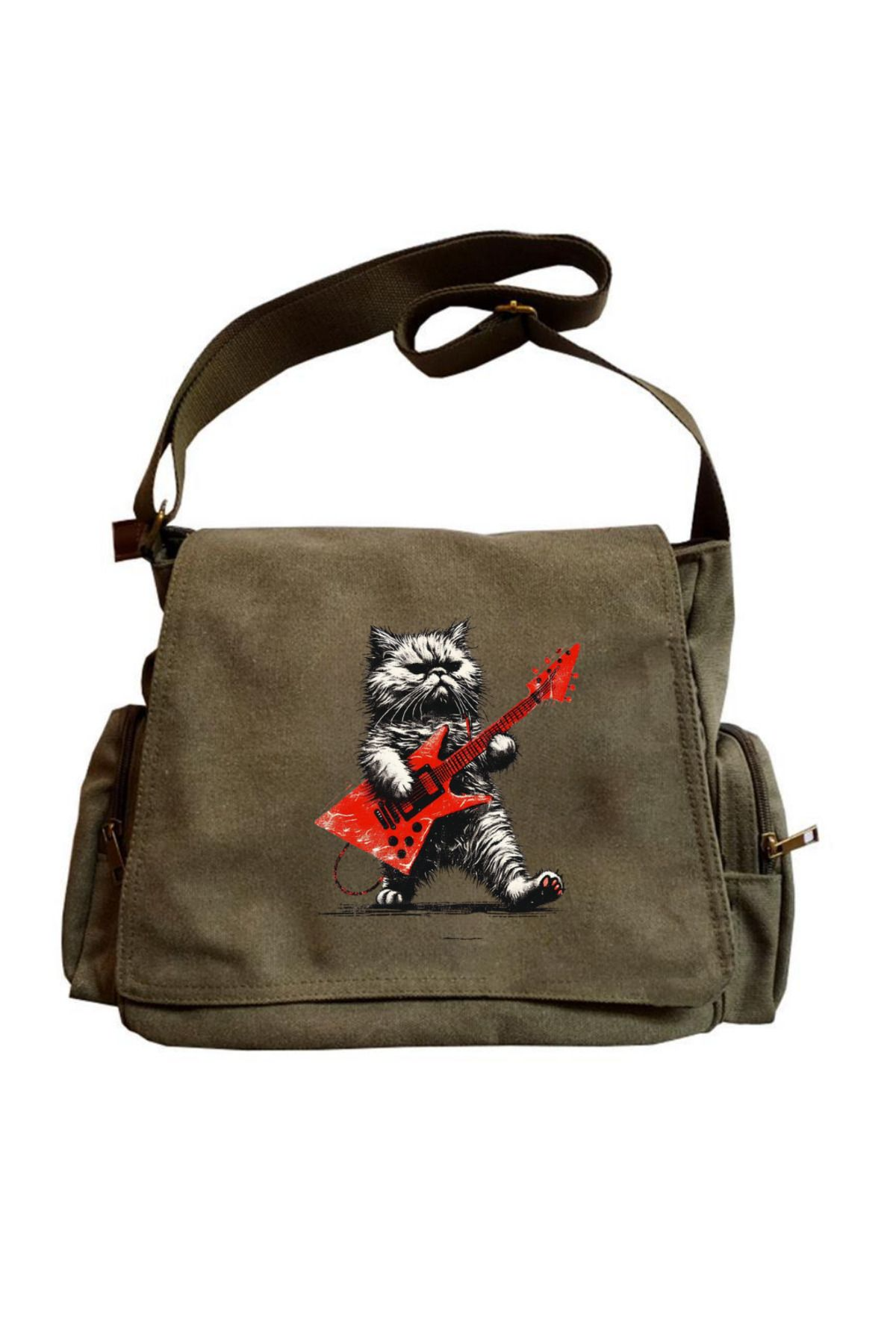 Cute Rock Animal Baskılı Unisex Postacı Çantası