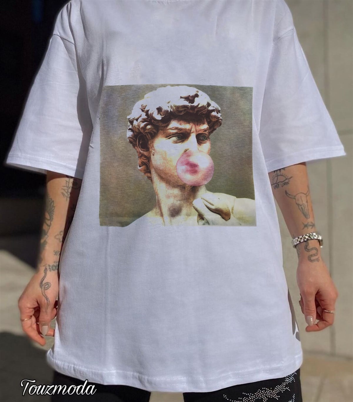 David Bubble Baskılı Unisex Beyaz T-shirt