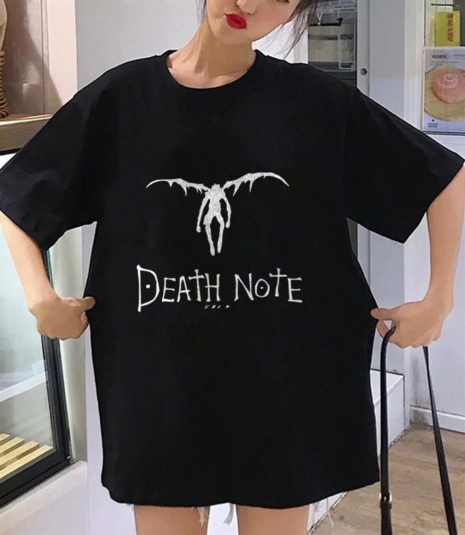 Death Note Winged L Baskılı Siyah Unisex Oversize T-shirt