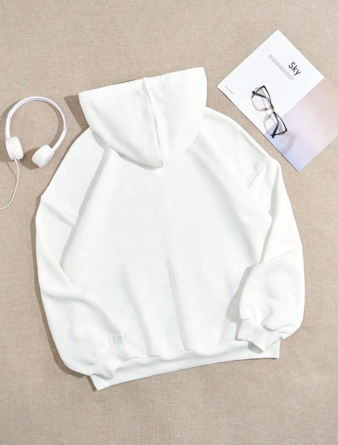 Disco Ball Beyaz Sweatshirt Kapşonlu