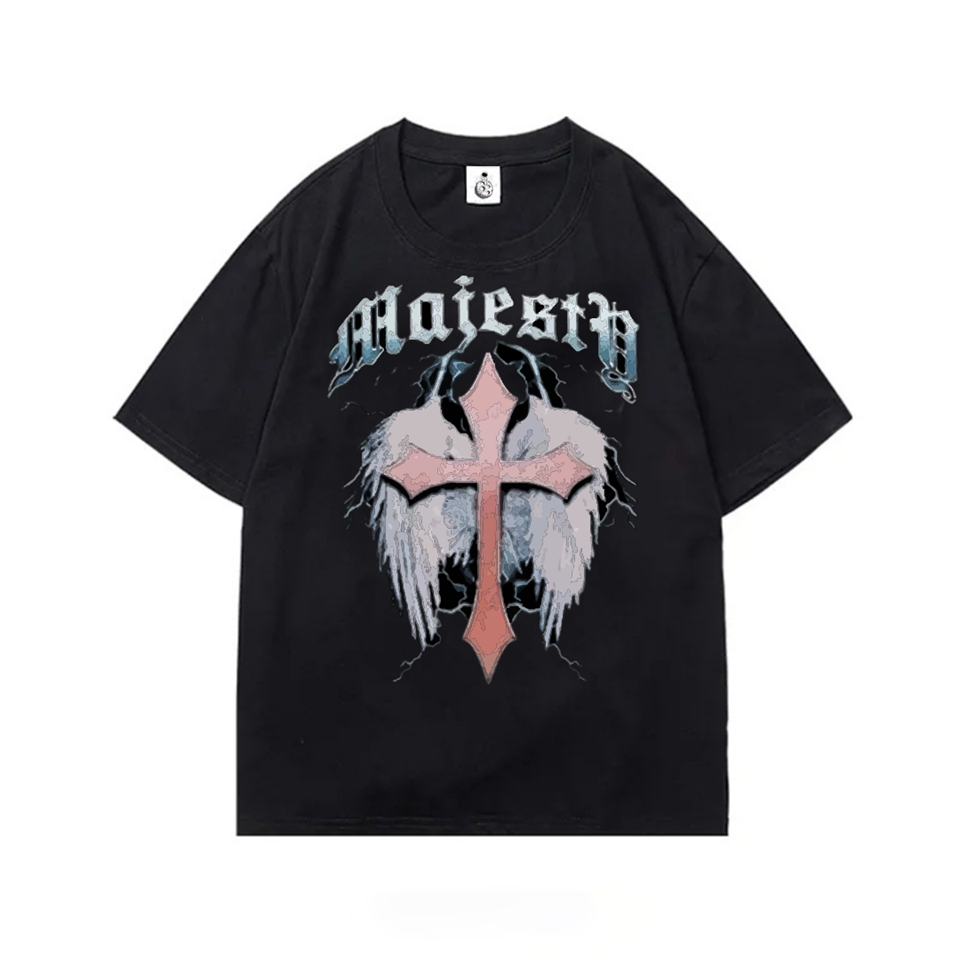 Gothic Hac Street Style Oversize Unisex Siyah T-Shirt