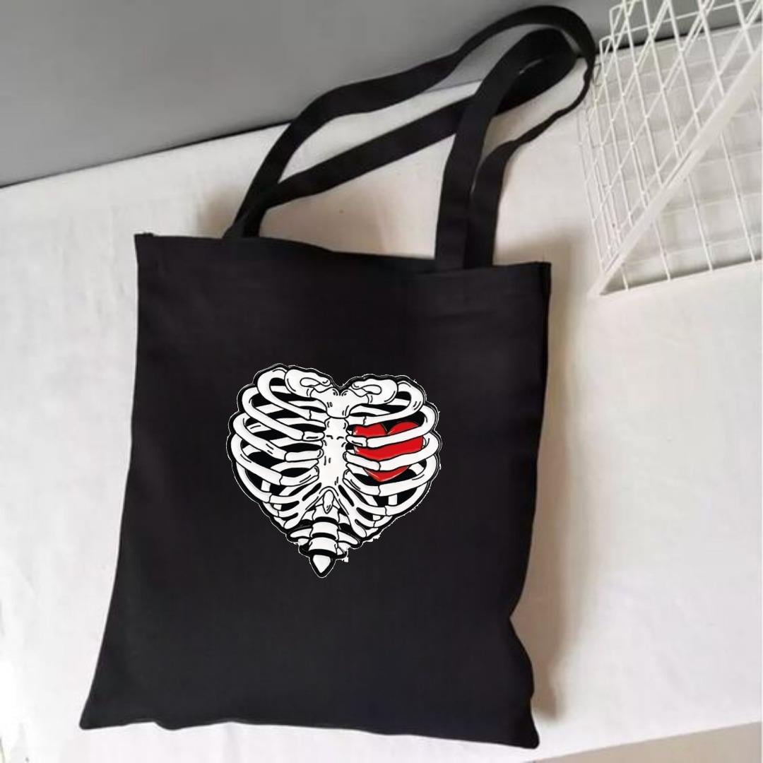 Gothic Heart Siyah Bez Çanta 
