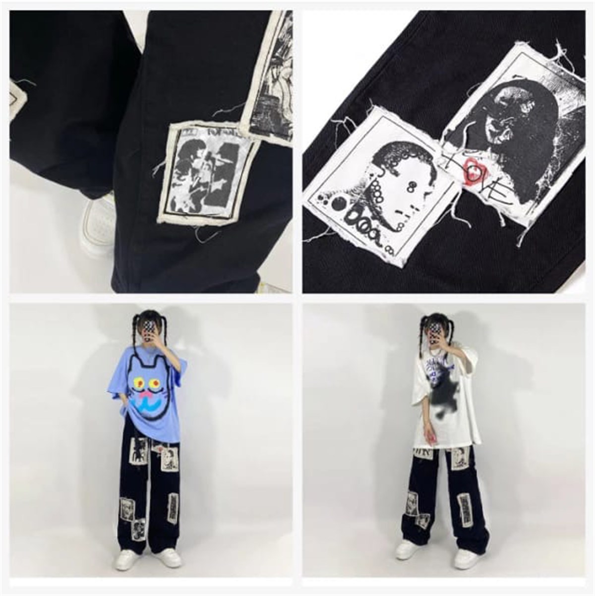 Gothic Punk Distressed Appliques Unisex Eşofman