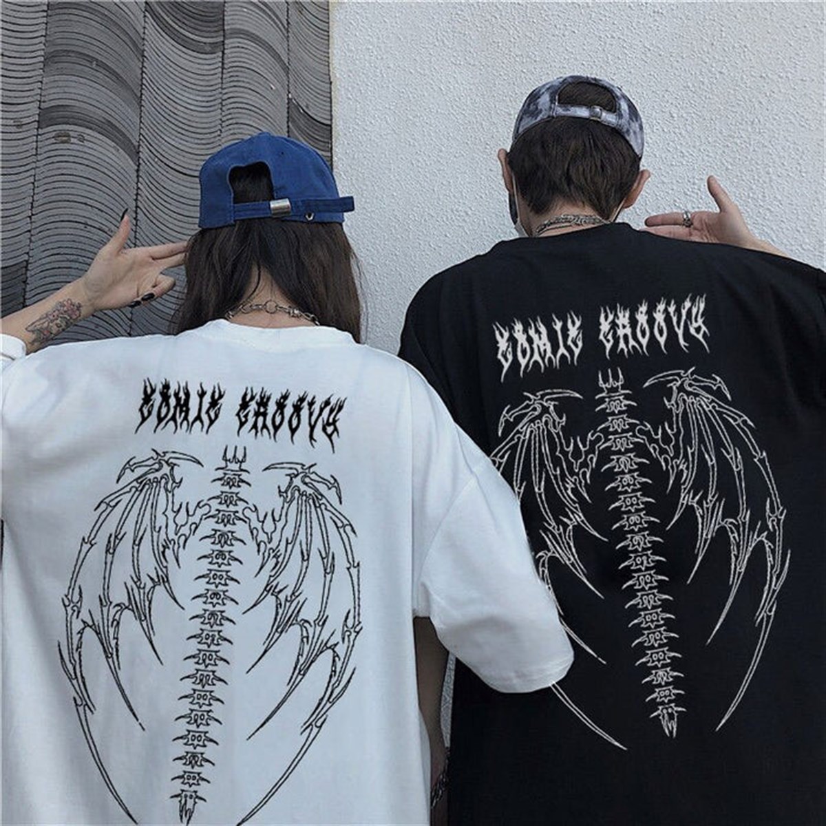Gothic Tribal Ön Arka Baskı Unisex Oversize T-Shirt