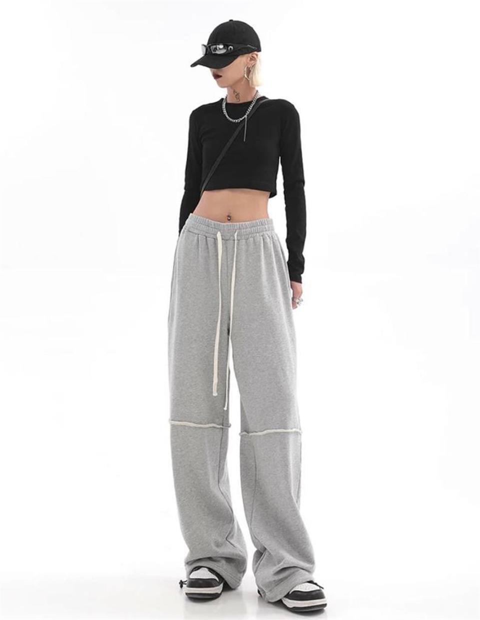 Gri Unisex Line Detail Wide Leg Tracksuit