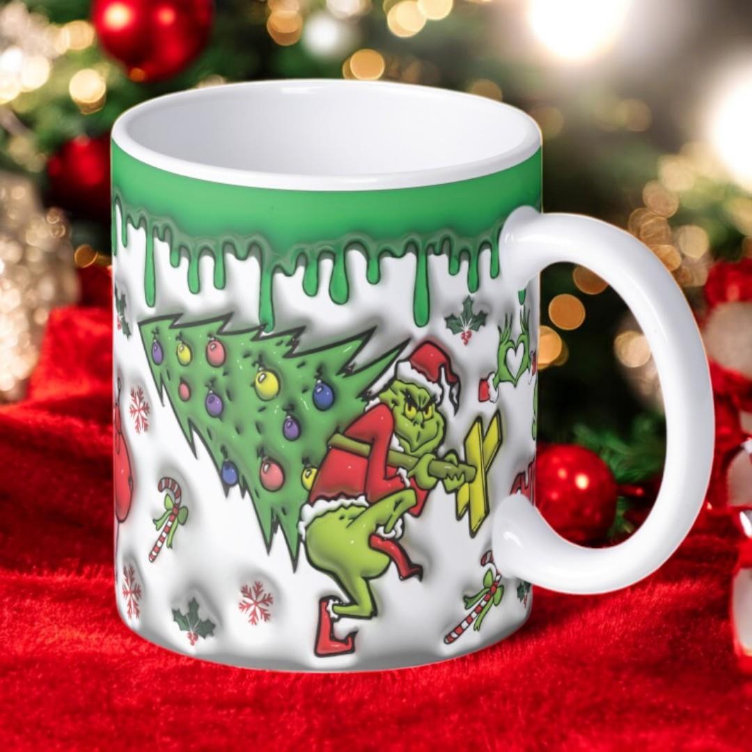 Grinch 3D Christmas Baskılı Yeni Yıl Kupa