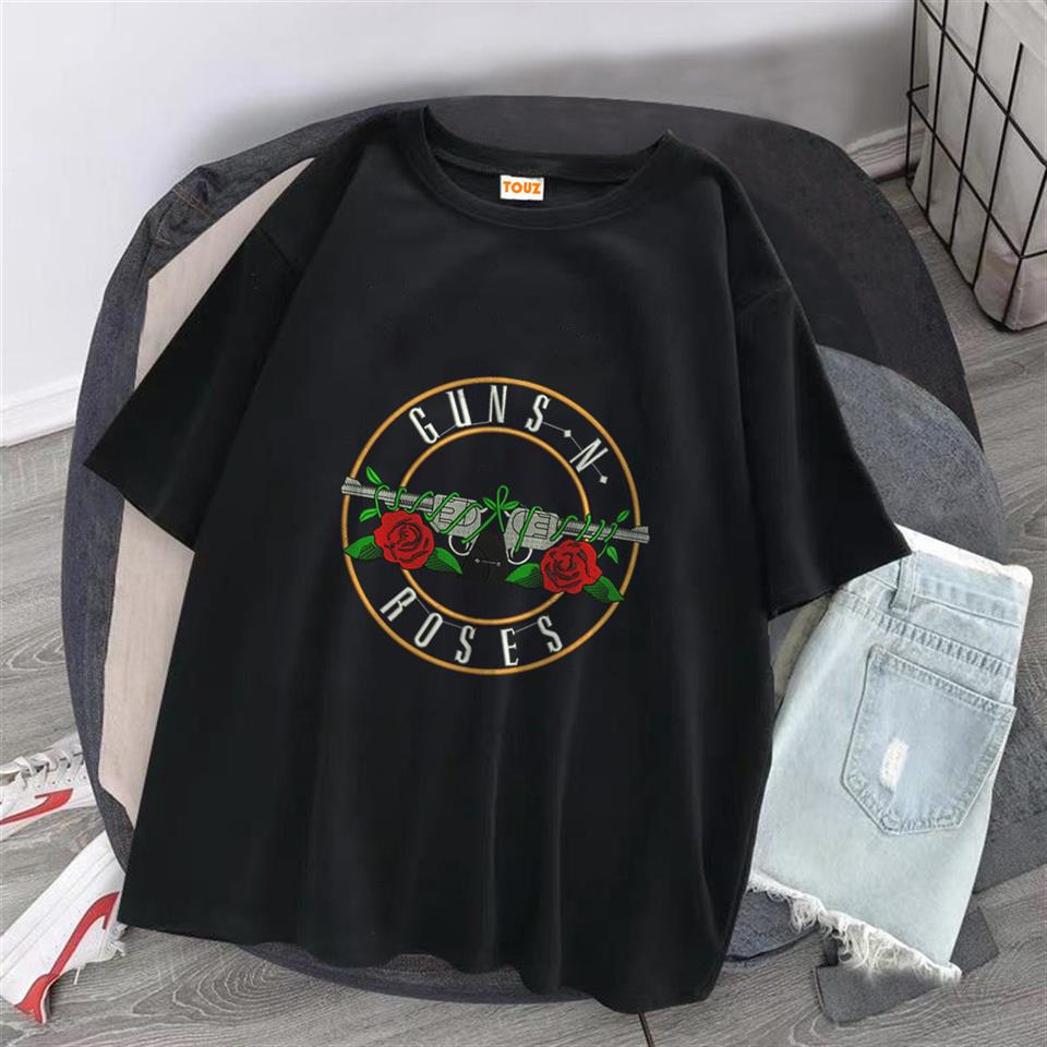 Guns N Roses Baskılı Siyah Unisex Oversize T-shirt