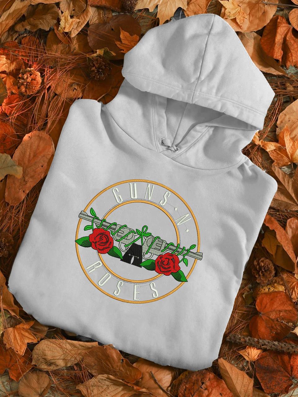 Guns N Roses Beyaz Kapüşonlu Sweatshirt