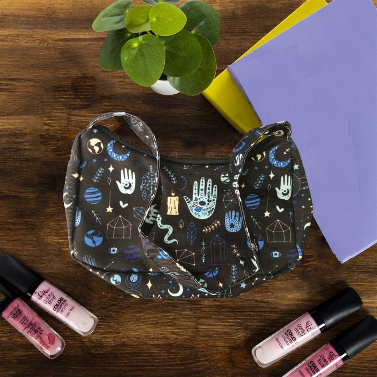 Hamsa Pattern Baget Çanta