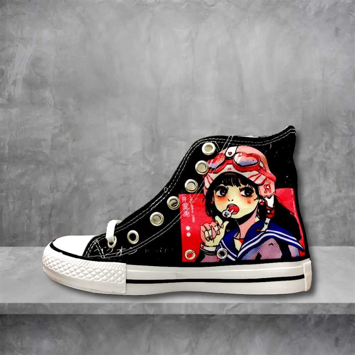 Harajuku Anime Lolipoplu Kız Uzun Canvas Ayakkabı