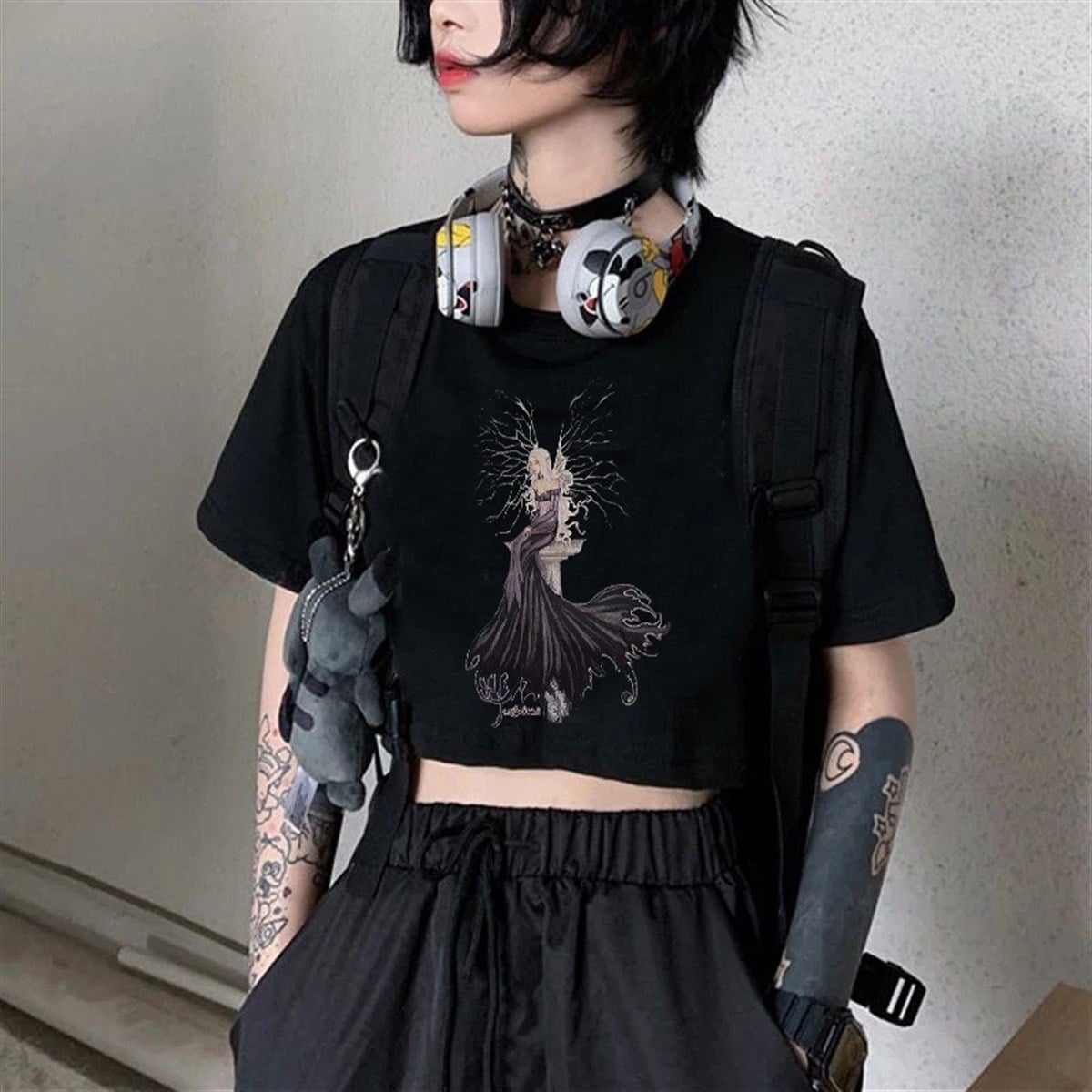 Harajuku Fairy Girl Purple Siyah (Unisex) T-shirt