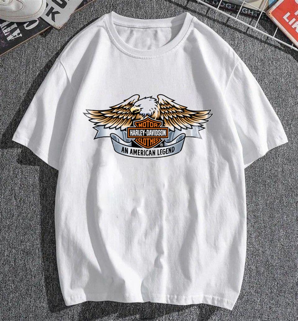 HD Motorcycle Baskılı Beyaz Unisex Oversize T-shirt