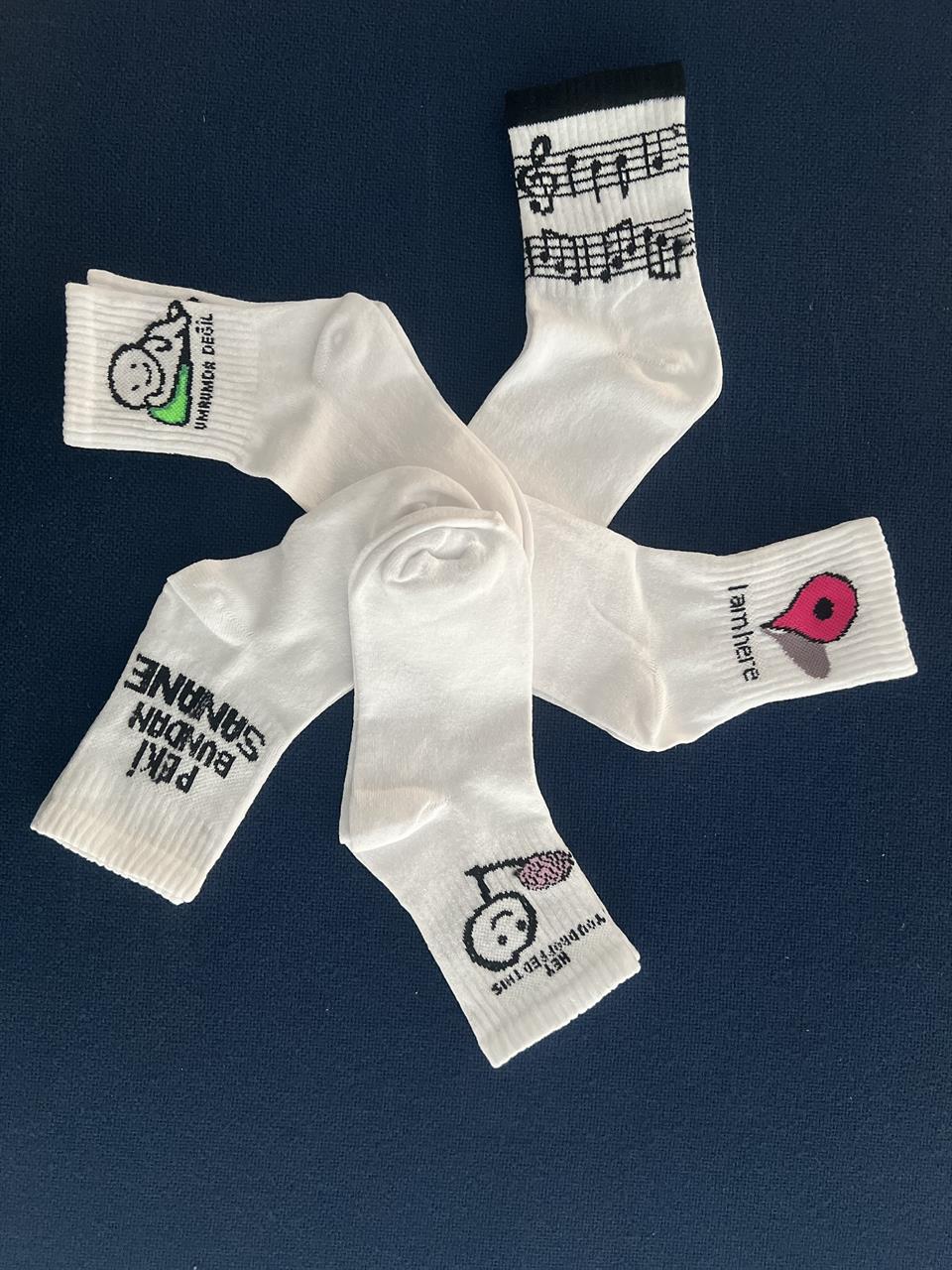 Hey You Dropped This Unisex Beyaz Kolej Çorap