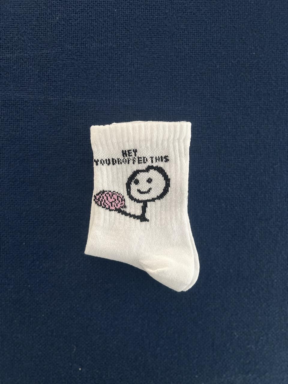 Hey You Dropped This Unisex Beyaz Kolej Çorap