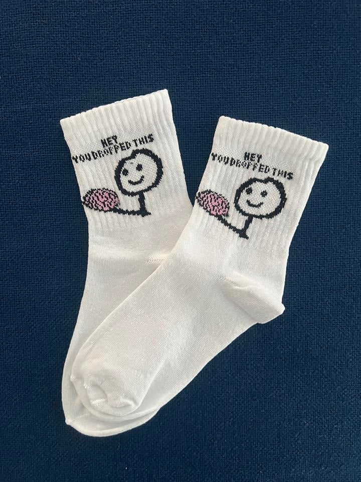 Hey You Dropped This Unisex Beyaz Kolej Çorap