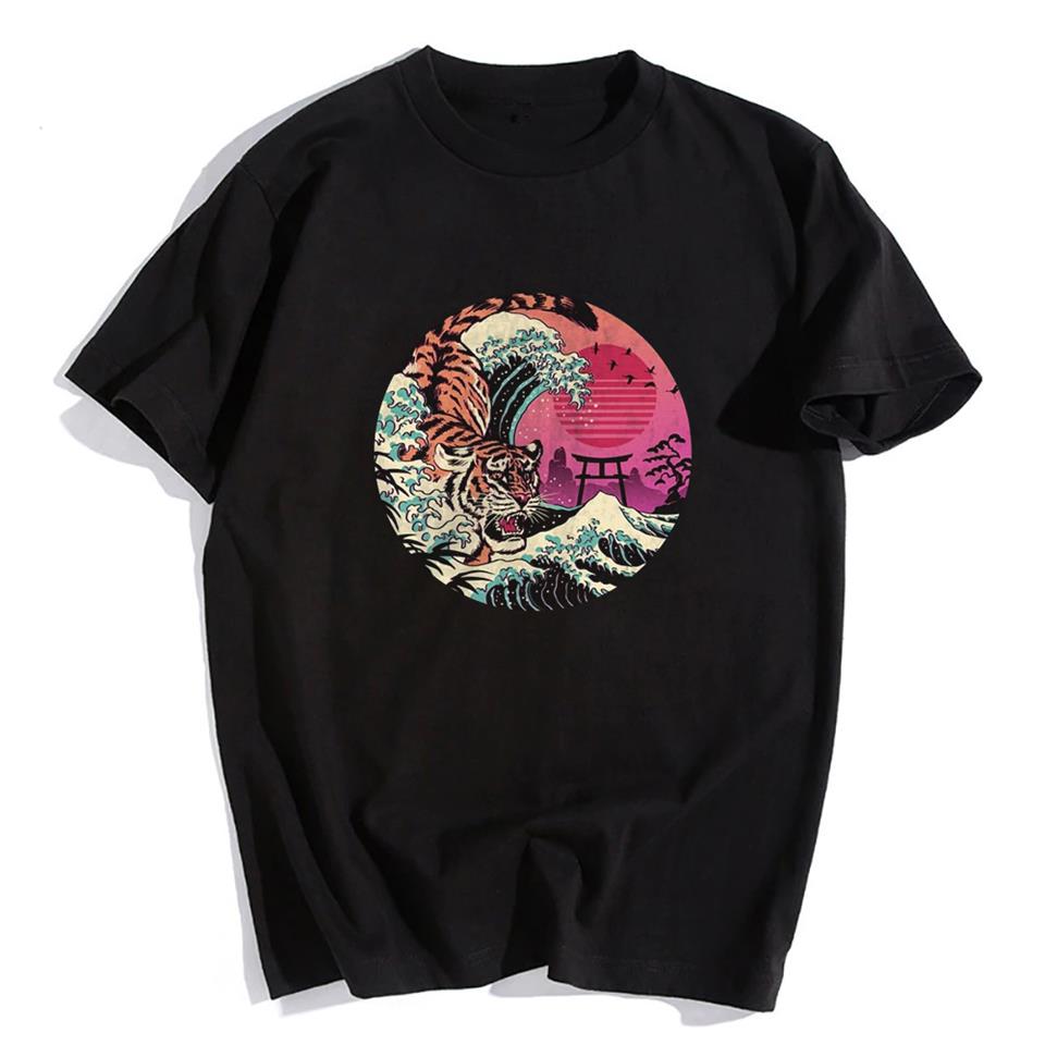 Hokusai Tiger Siyah Unisex Oversize T-shirt