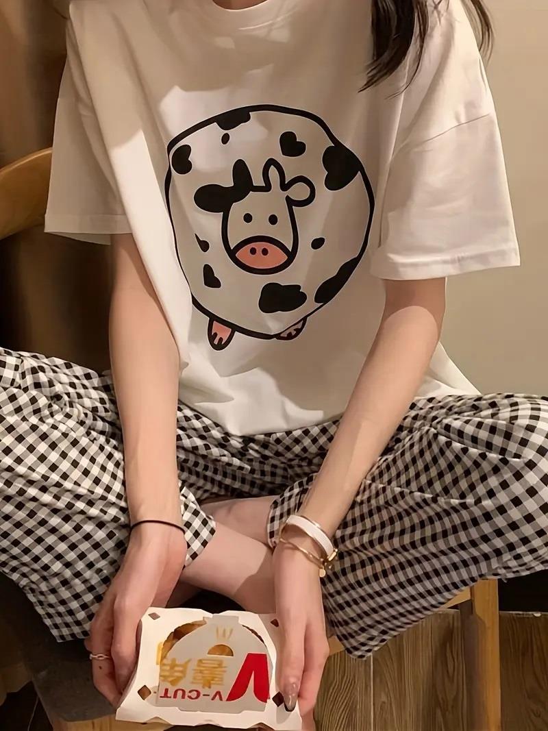 İnek Desenli Oversize Unisex T-shirt