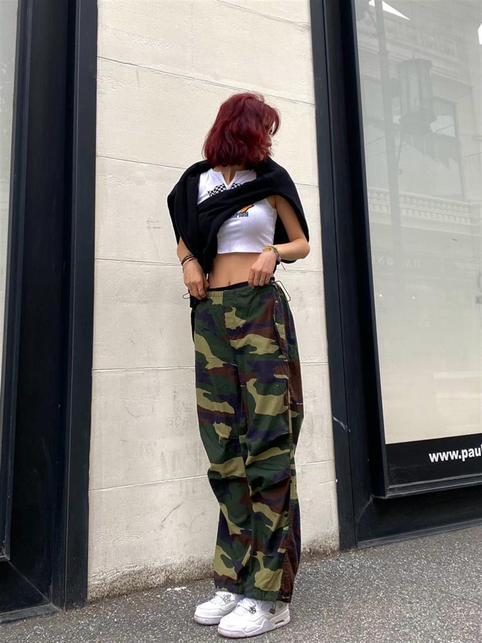 Kamuflaj Detaylı Yeşil Tactical Gabardin Kumaş Unisex Pantolon
