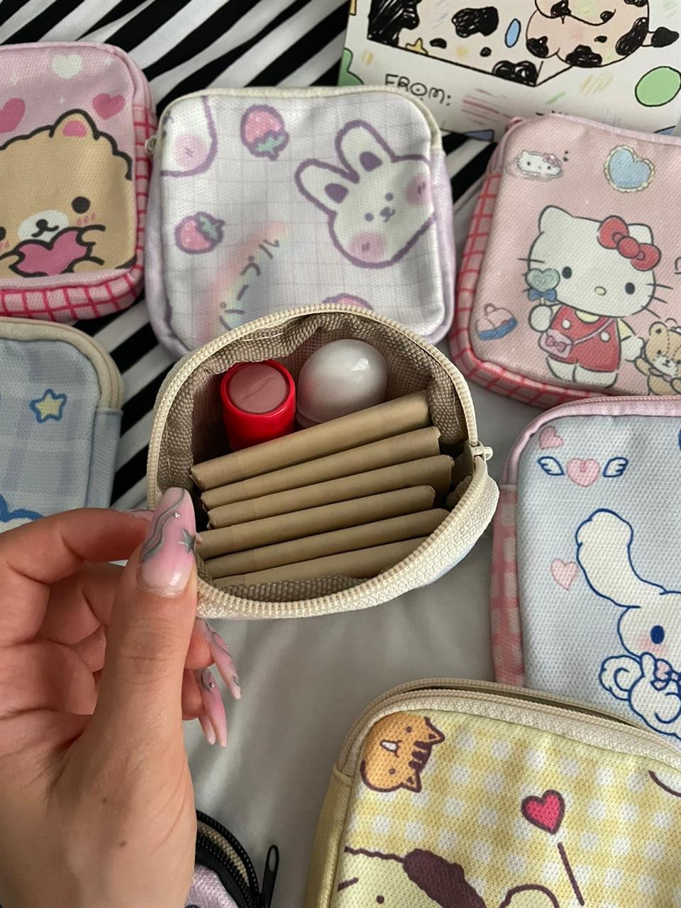 Kawaii Pompurin 2 Bölmeli Organizer Ped Çantası