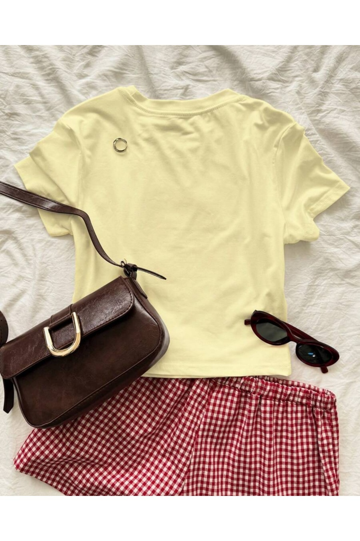 Kemer Boy Baby Tee Strawberry Baskılı Crop Bluz