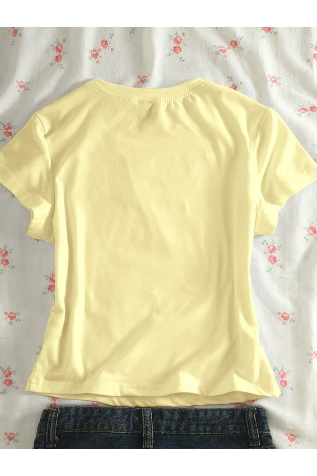 Kemer Boy Baby Tee Strawberry Baskılı Crop Bluz