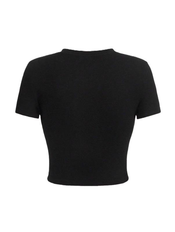 Kemer Boy Eight Kokteyl Baskılı Crop Bluz