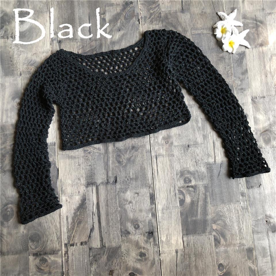 Long Sleeve Bolero Black Knit Top