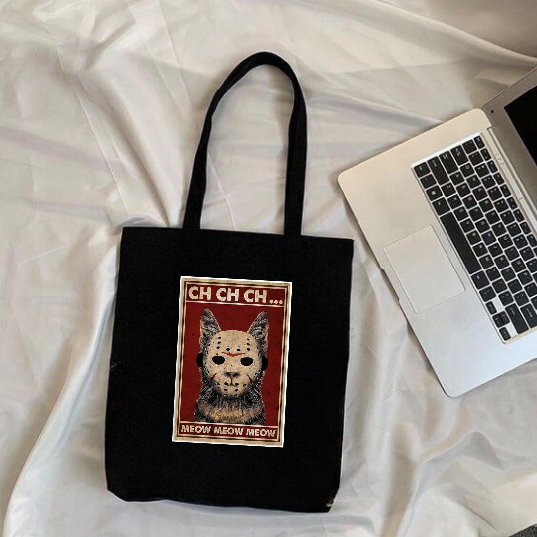 Meow Siyah Bez Çanta 