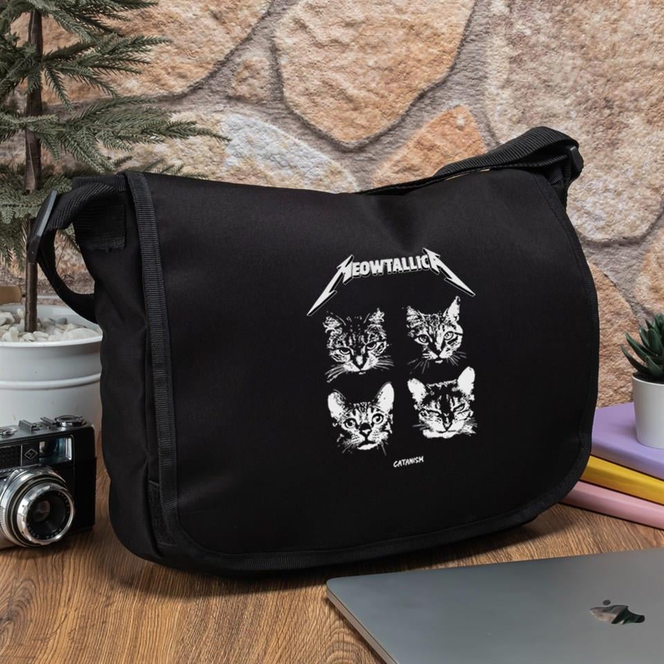 Meowtallica Baskılı Postacı Çantası