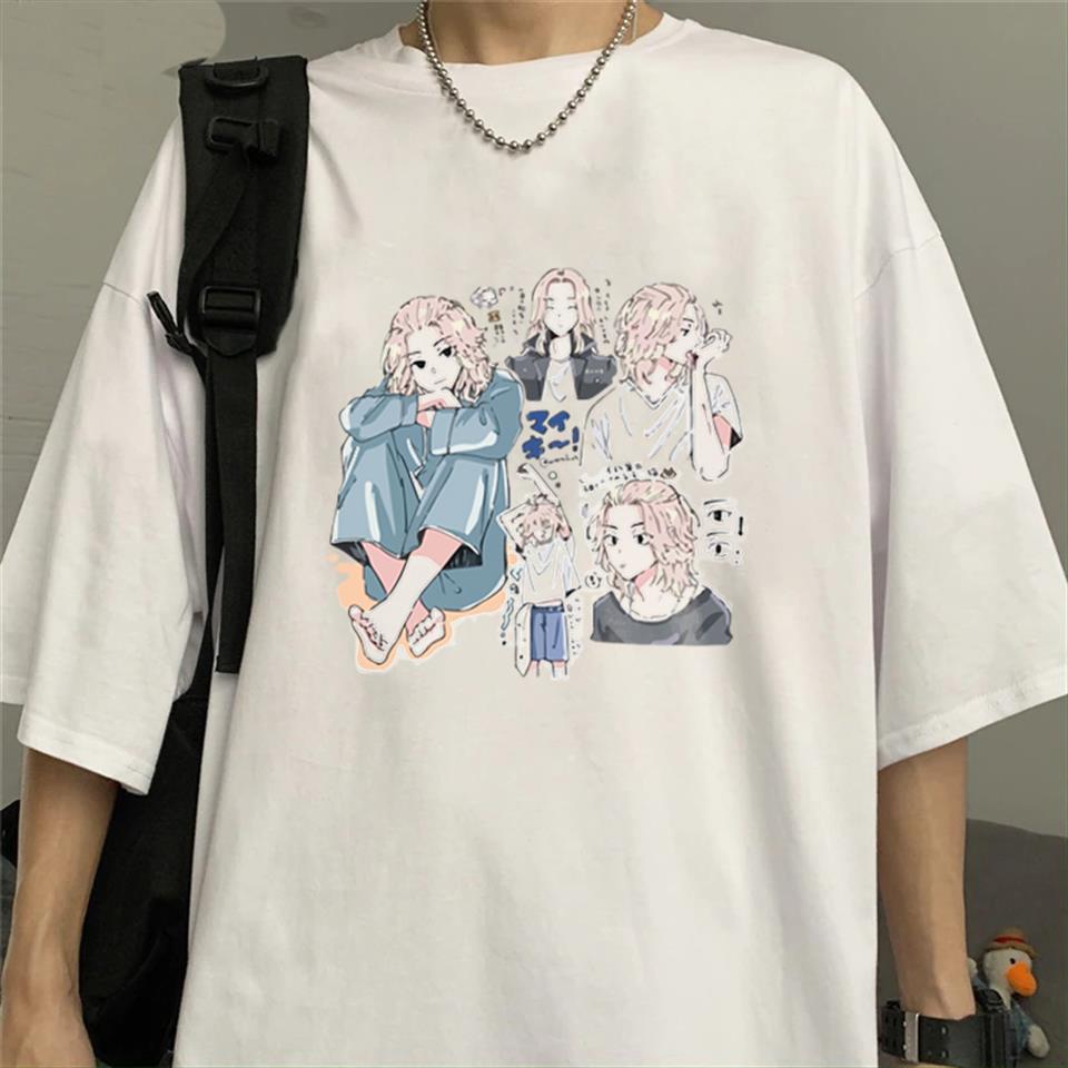 Mikey Collage Baskılı Beyaz Unisex Oversize T-shirt