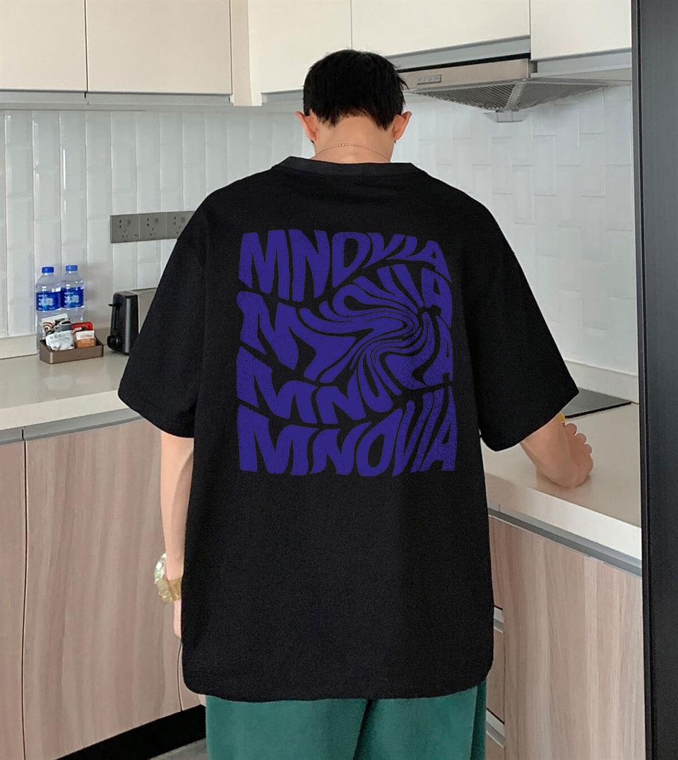 Mnovia Sırt Baskılı Siyah Unisex Oversize T-shirt