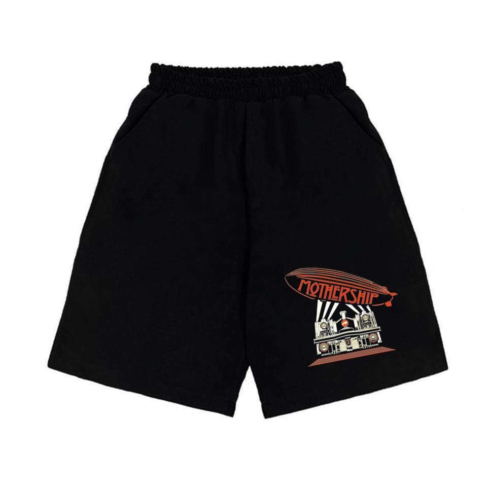 Mothership Led Zeppelin Baskılı Siyah Unisex Penye Şort