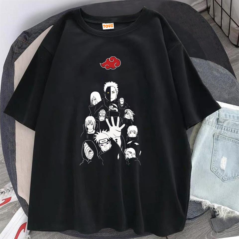Naruto Uchihas Baskılı Siyah Unisex Oversize T-shirt
