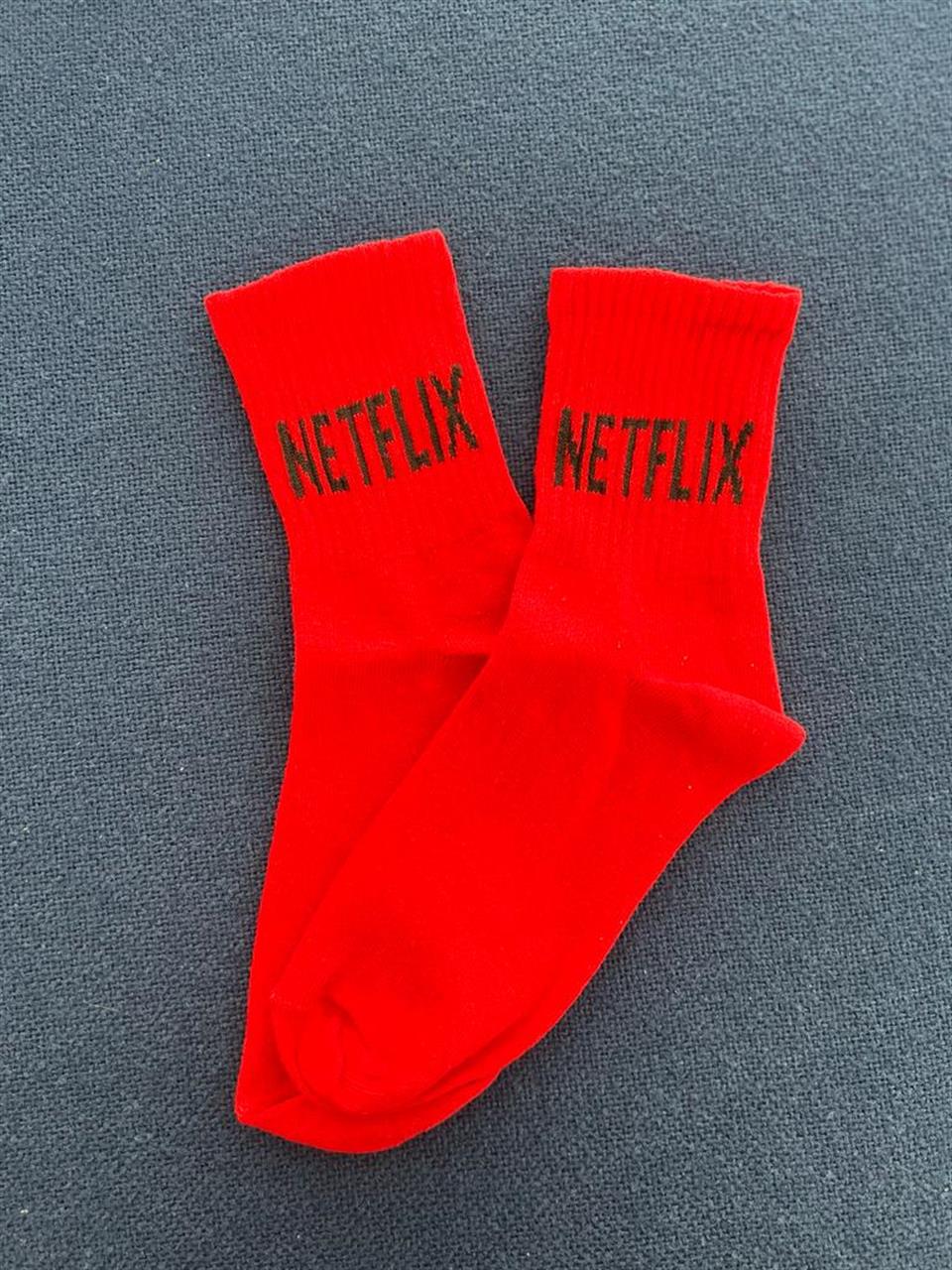 Netflix Unisex Kırmızı Kolej Çorap