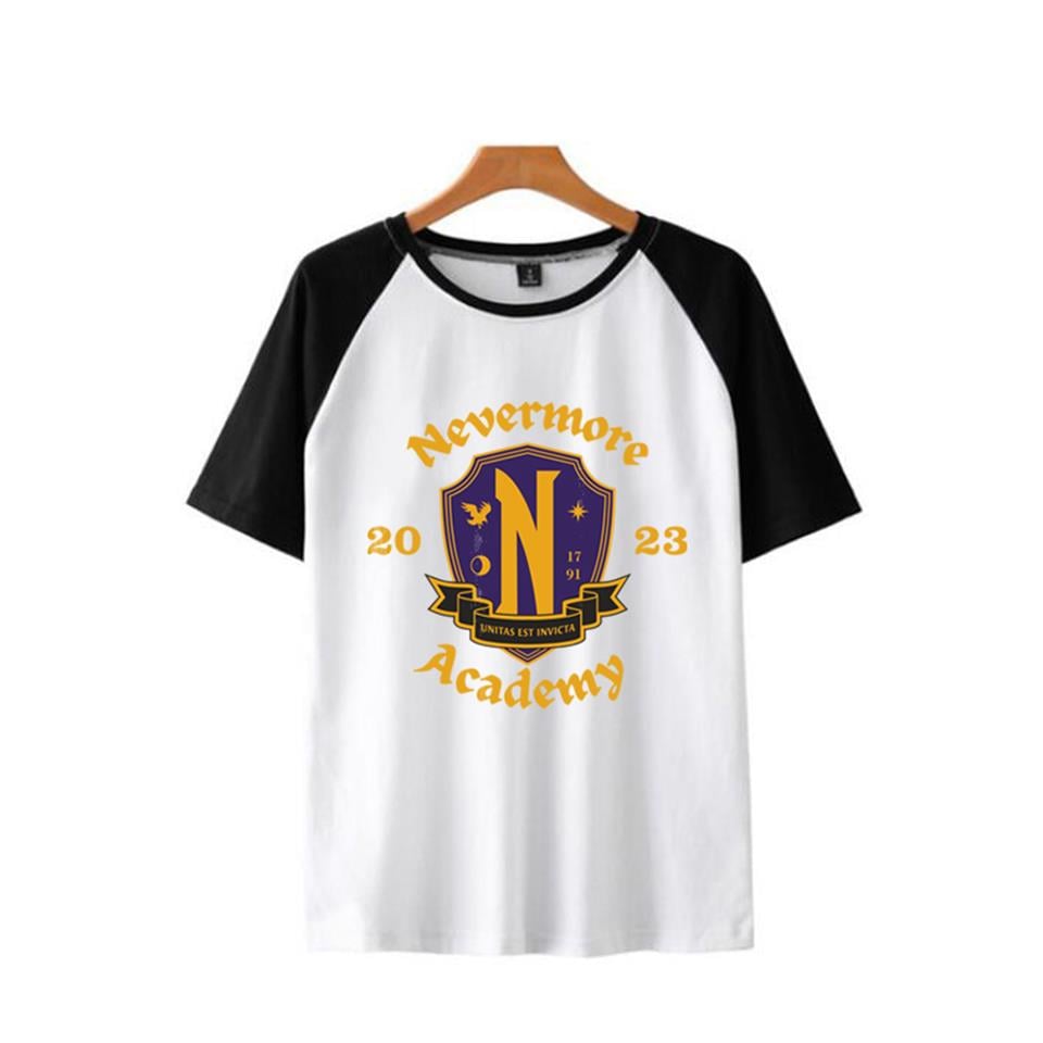 Nevermore Academy Baskılı Reglan Kol Beyaz Unisex Oversize T-shirt