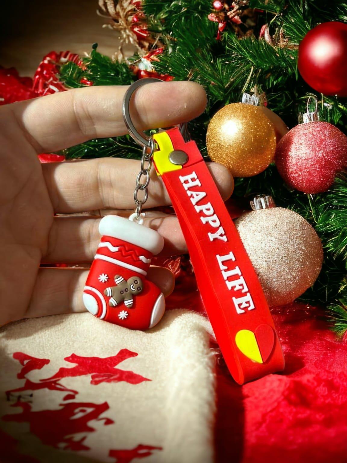 New Year Çorap Figürlü Silikon Anahtarlık