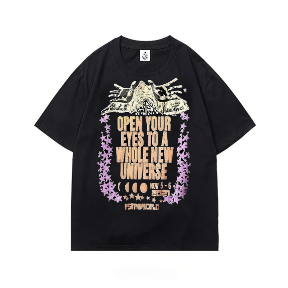Open Tour Street Style Oversize Unisex Siyah T-Shirt
