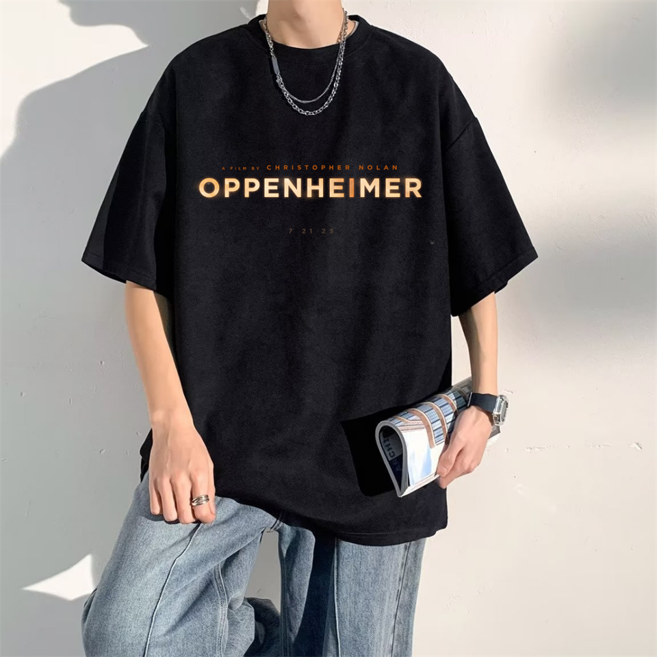 Oppenheimer Baskılı Siyah Unisex Oversize T-shirt