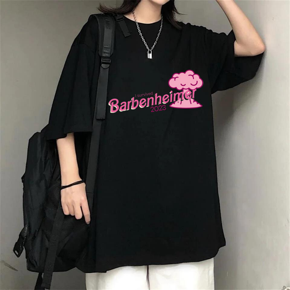 Oppenheimer Baskılı Siyah Unisex Oversize T-shirt