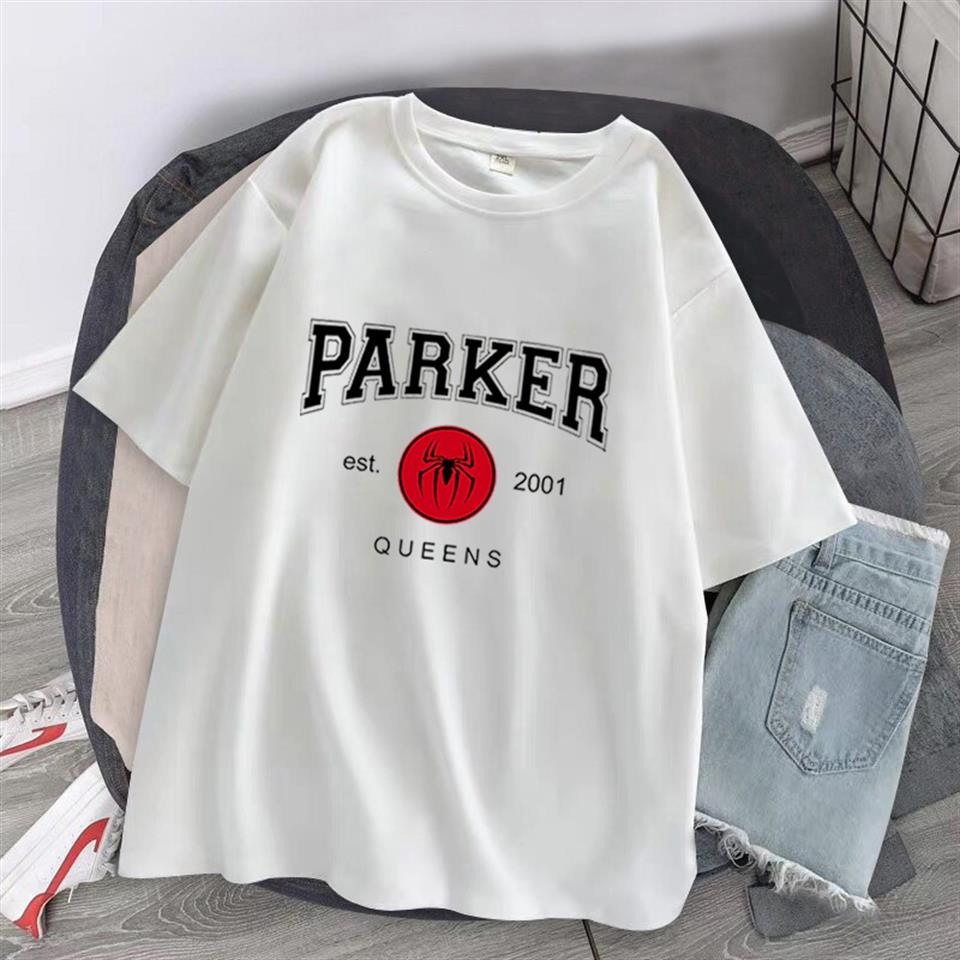 Parker Spider Baskılı Beyaz Unisex Oversize T-shirt
