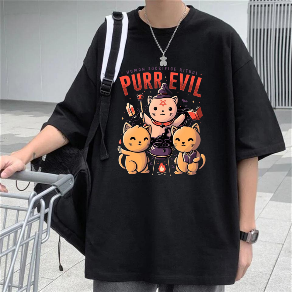 Purr Evil Siyah Oversize Unisex T-Shirt